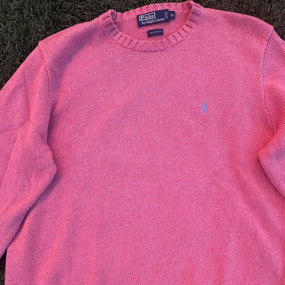 Polo by Ralph Lauren Men's Vibrant Pink Crewneck Sweater